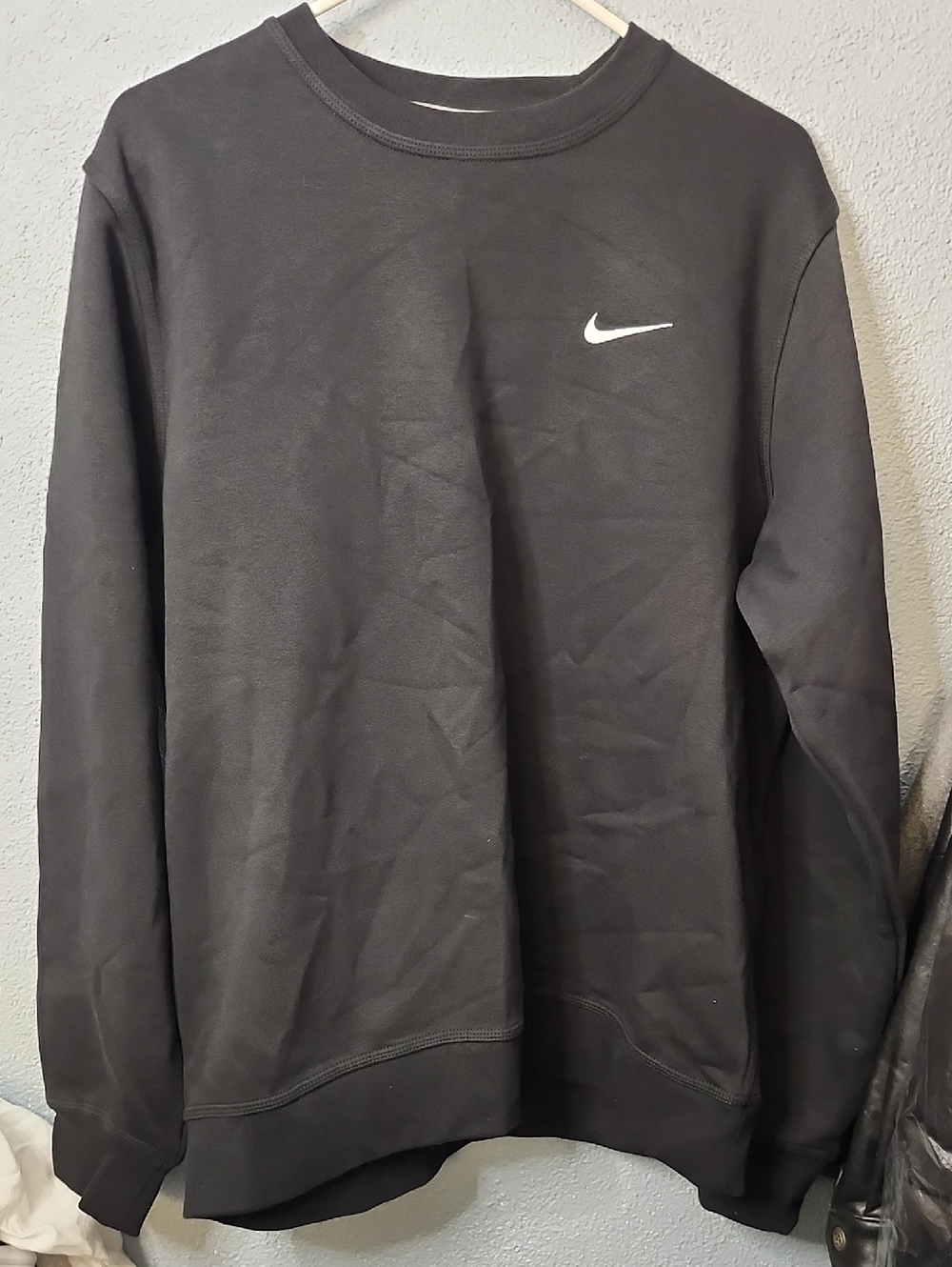 Nike Men’s Black Crewneck Sweatshirt with White Swoosh